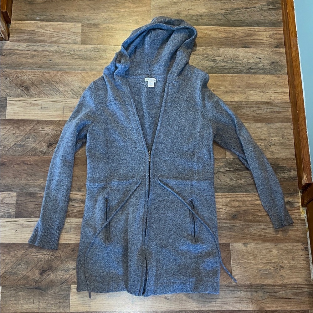 Dakini hooded zip up drawstring sweater size L Lambswool Cashmere